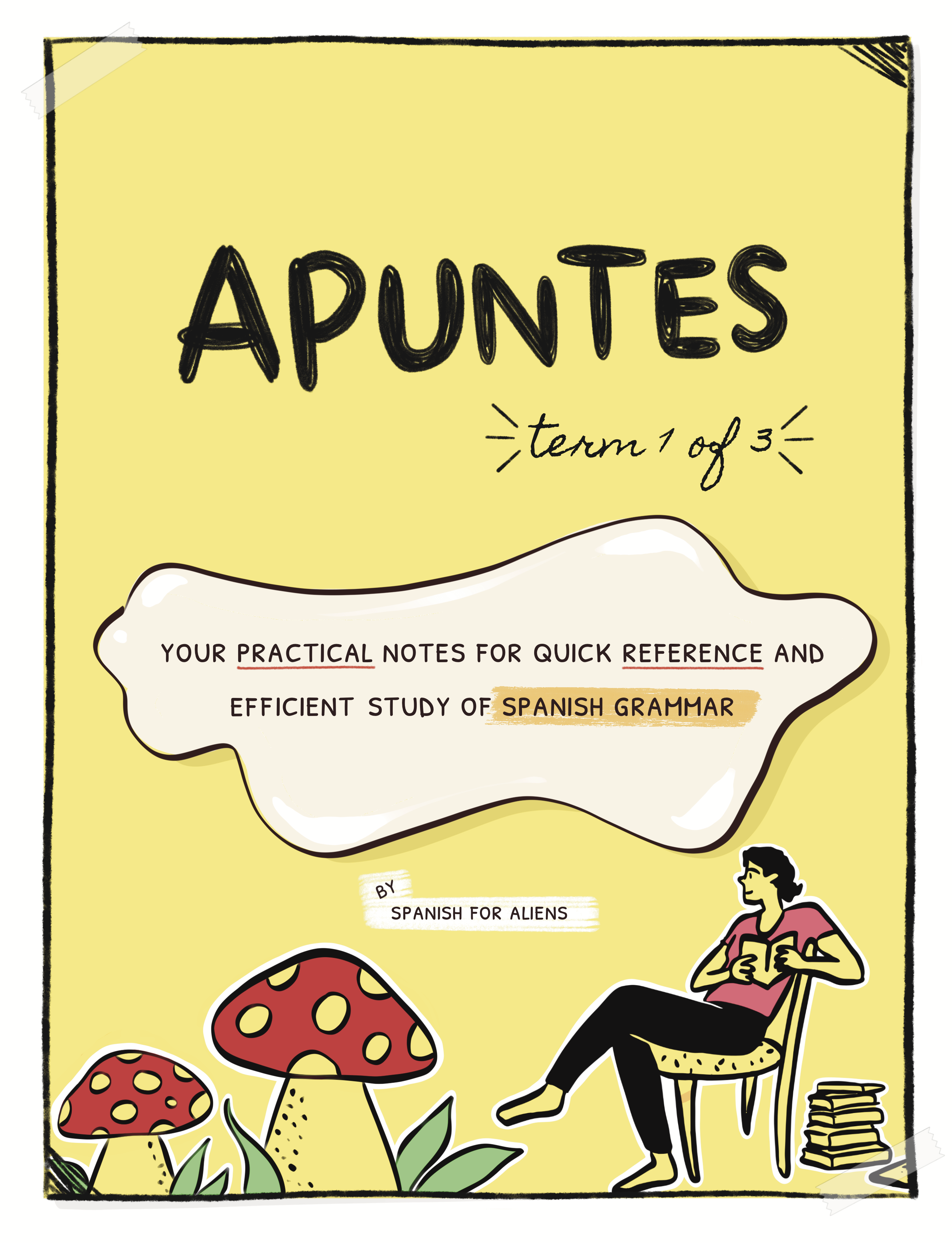 Cover of Apuntes, a visual Spanish grammar book for beginners.